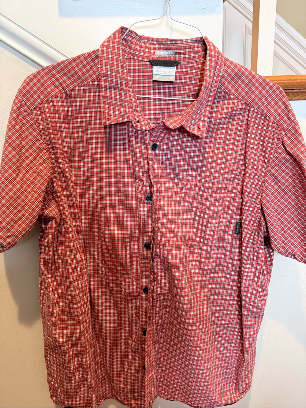 Columbia Red Plaid Short-Sleeve Button-Down Shirt